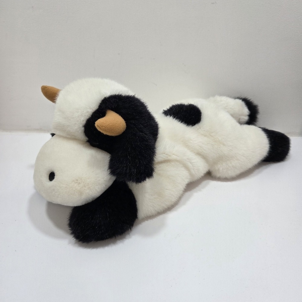 Vintage Floppy Cow Plush Bean Bag Stuffed Animal‎ Bull Toy Black & White SKM Ent